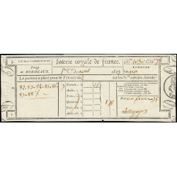 1823 - Bordeaux - Loterie Royale de France - 1 franc 75 centimes - Etat : SUP
