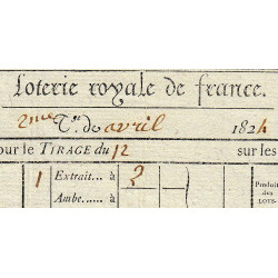 1824 - Bordeaux - Agen - Loterie Royale de France - 2 francs - Etat : SUP