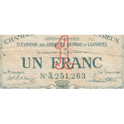 Evreux (Eure) - Pirot 57-23 - 1 franc- Chiffre 3 - 17/11/1921 - Etat : B