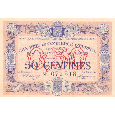 Evreux (Eure) - Pirot 57-2 - 50 centimes - 06/05/1916 - Etat : SPL