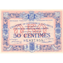 Evreux (Eure) - Pirot 57-21a - 50 centimes- Chiffre 1 - 17/11/1921 - Etat : SUP