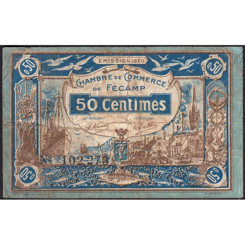 Fécamp - Pirot 58-1 - 50 centimes - 06/08/1920 - Etat : TB-