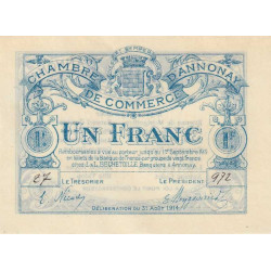 Annonay - Pirot 11-4 - 1 franc - Série 27 - 31/08/1914 - Etat : SPL+