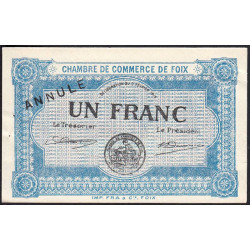 Foix - Pirot 59-4 - 1 franc - 02/02/1915 - Annulé - Etat : SUP+