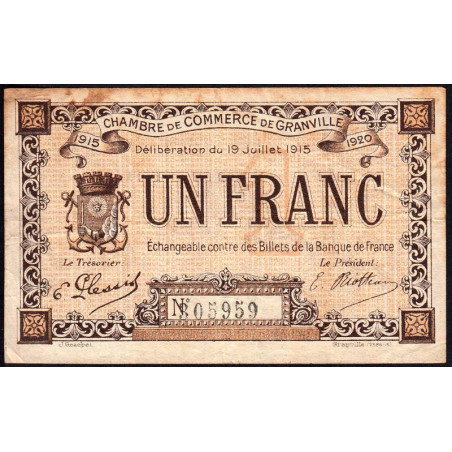 Granville - Pirot 60-4 - 1 franc - 19/07/1915 - Etat : TB-