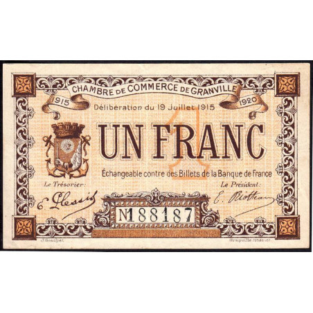 Granville - Pirot 60-4 - 1 franc - 19/07/1915 - Etat : TTB-