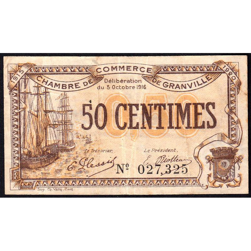 Granville - Pirot 60-7 - 50 centimes - 03/10/1916 - Etat : TTB-