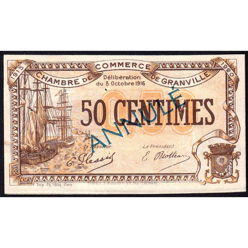 Granville - Pirot 60-8- 50 centimes - 03/10/1916 - Annulé - Etat : SUP+