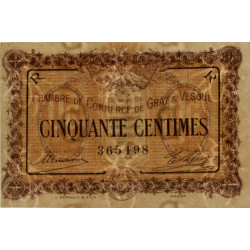 Gray & Vesoul - Pirot 62-7 - 50 centimes - 1915 - Etat : SUP+