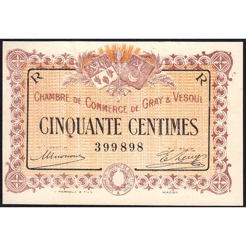 Gray & Vesoul - Pirot 62-7 - 50 centimes - 1915 - Etat : SPL
