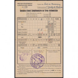 Demande titres d'alimentation - 1948 - Pont-de-Beauvoisin (38) - Etat : TTB+