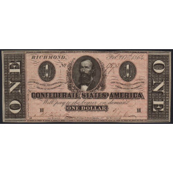 Etats Conf. d'Amérique - Pick 65c - 1 dollar - Lettre H - 17/02/1864 - Etat : pr.NEUF