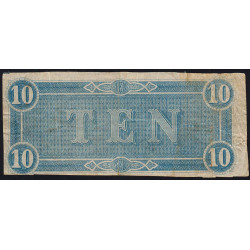 Etats Conf. d'Amérique - Pick 68 - 10 dollars - Lettre C - Série 4 - 17/02/1864 - Etat : TTB-