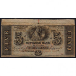Etats Unis - Louisiane - New Orleans - 5 dollars (5 piastres) - Lettre A - 1840 - Etat : SPL
