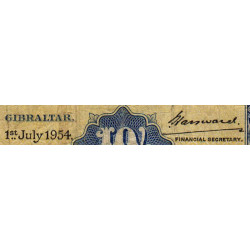 Gibraltar - Pick 14c - 10 shillings - Série D - 01/07/1954 - Etat : TB-