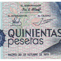 Espagne - Pick 157 - 500 pesetas - 23/10/1979 - Série 1A - Etat : NEUF