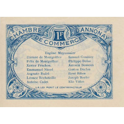 Annonay - Pirot 11-8 - 1 franc - Série 154 - 31/08/1914 - Etat : SPL