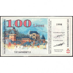 Billet savoisien - 100 Livres savoisiennes - 1998 - 2ème émission - Etat : TTB+