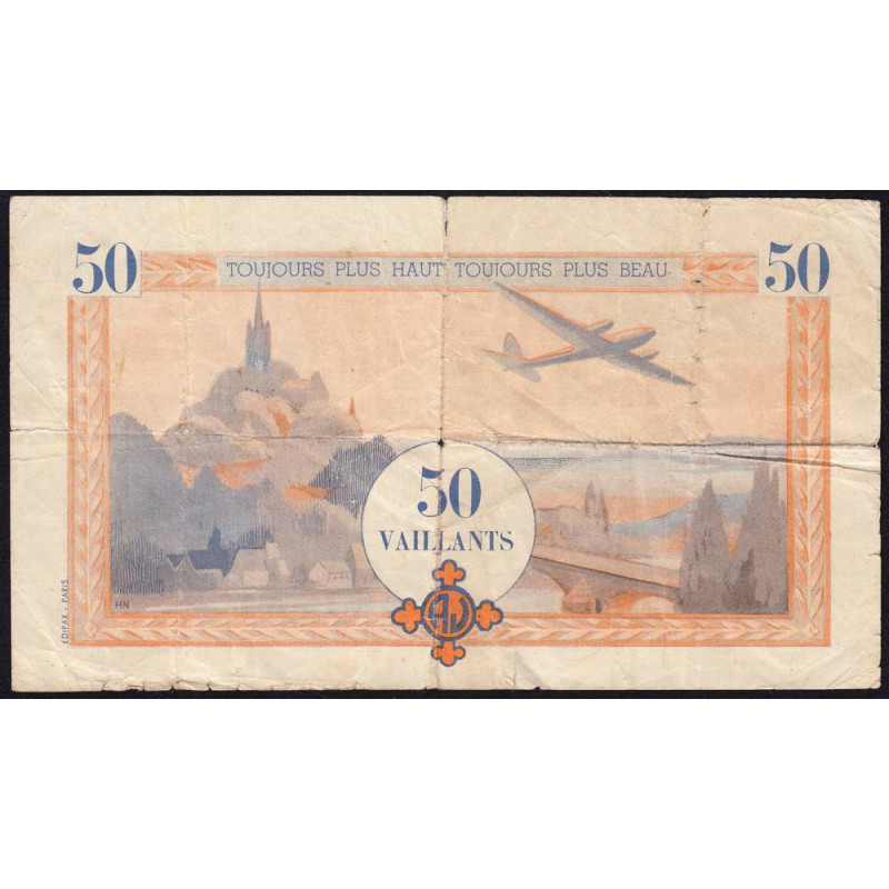 Billet de 50 vaillants - 4ème série /A - 1938-1943 - Etat : B