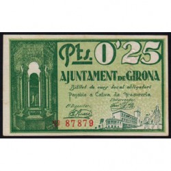 Espagne - Girona - Pick non rép. - 25 centimos - 25/06/1937 - Etat : NEUF