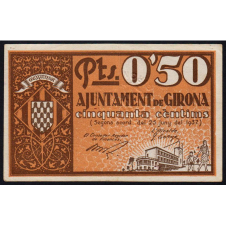 Espagne - Girona - Pick non rép. - 50 centimos - 25/06/1937 - Etat : SUP+