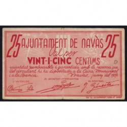 Espagne - Navàs - Pick non rép. - 25 centims - 11/06/1937 - Etat : TB+