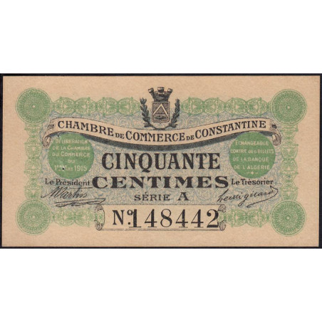 Algérie - Constantine 140-1a - 50 centimes - Série A - 01/05/1915 - Etat : SUP