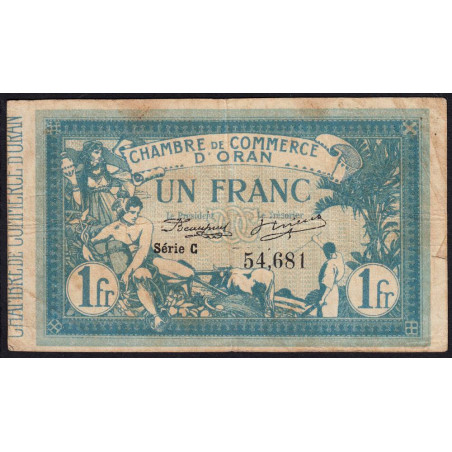 Algérie - Oran 141-2 - 1 franc - Série C - 12/05/1915 - Etat : TB-
