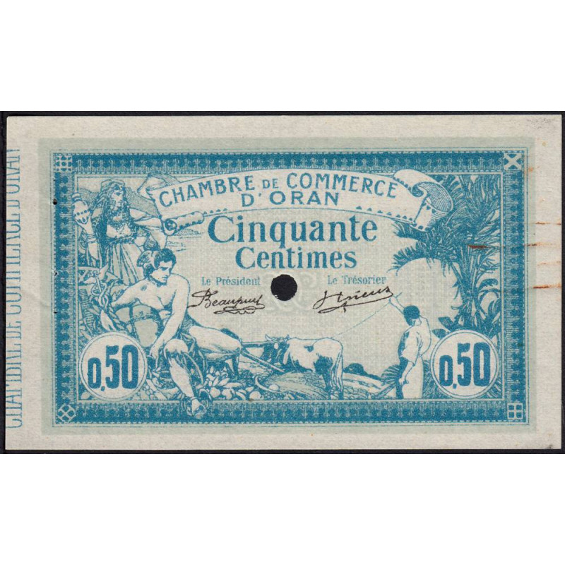 Algérie - Oran 141-7 - 50 centimes spécimen - 10/11/1915 - Etat : SUP
