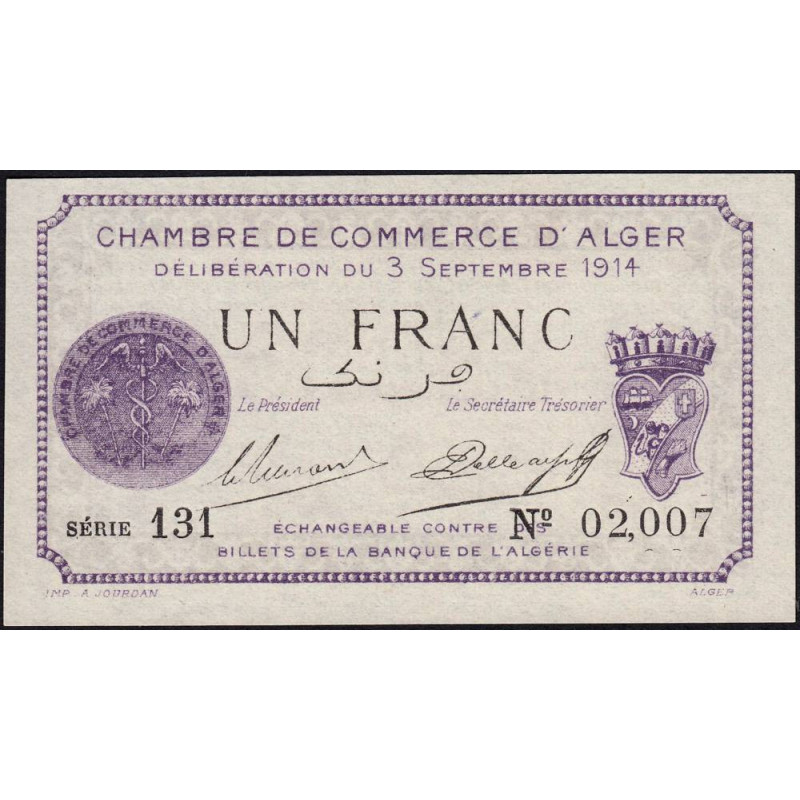 Algérie - Alger 137-1 - 1 franc - Série 131 - 03/09/1914 - Etat : NEUF