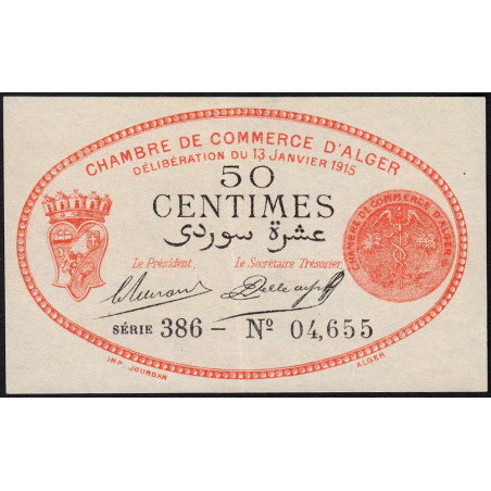 Algérie - Alger 137-5 - 50 centimes - Série 386 - 13/01/1915 - Etat : SPL