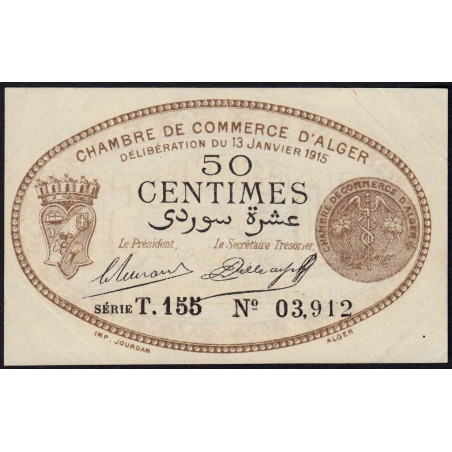 Algérie - Alger 137-9 - 50 centimes - Série T.155 - 13/01/1915 - Etat : SUP+