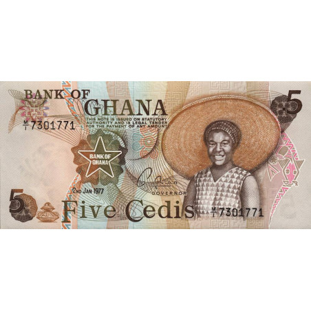 Ghana - Pick 15b_1 - 5 cedis - Série M/1 - 02/01/1977 - Etat : NEUF