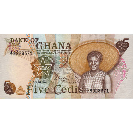 Ghana - Pick 15b_2 - 5 cedis - Série Q/1 - 04/07/1977 - Etat : NEUF