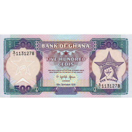 Ghana - Pick 28c_1 - 500 cedis - Série S/1 - 19/09/1991 - Etat : NEUF