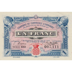 Annonay - Pirot 11-14 - 1 franc - Série 550 - 22/02/1917 - Etat : SPL