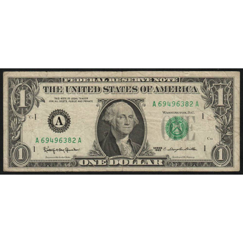 Etats Unis - Pick 443a - 1 dollar - Série A A - 1963 - Boston - Etat : TB+