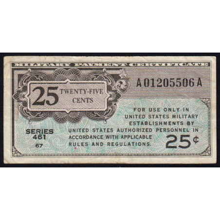 Etats Unis - Militaire - Pick M3 - 25 cents - Séries 461 - 16/09/1946 - Etat : TB+