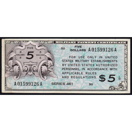 Etats Unis - Militaire - Pick M6 - 5 dollars - Séries 461 - 16/09/1946 - Etat : TTB+