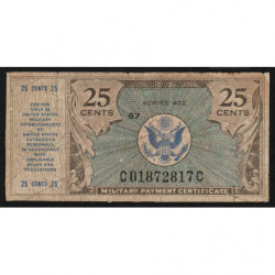 Etats Unis d'Amérique - Militaire - Pick M17 - 25 cents - Séries 472 - 22/03/1948 - Etat : B+