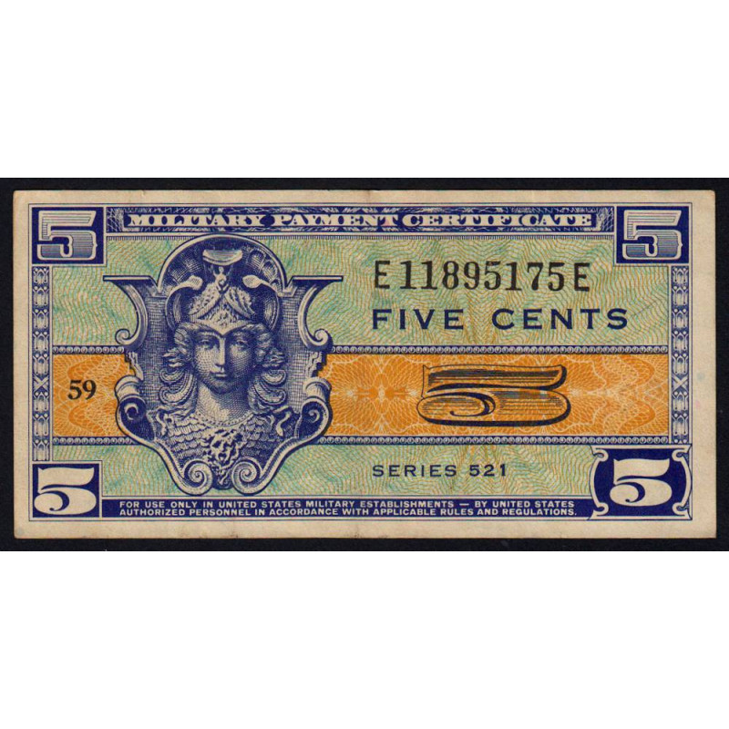 Etats Unis - Militaire - Pick M29 - 5 cents - Séries 521 - 25/05/1954 - Etat : TTB