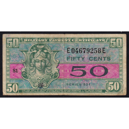 Etats Unis - Militaire - Pick M32 - 50 cents - Séries 521 - 25/05/1954 - Etat : TB+