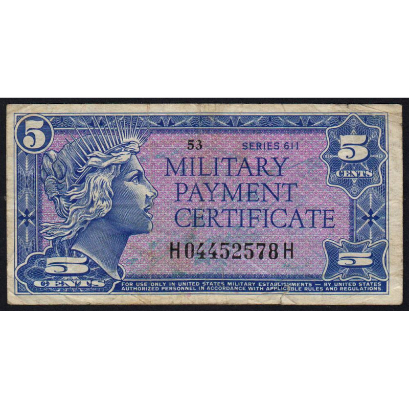 Etats Unis - Militaire - Pick M50 - 5 cents - Séries 611 - 06/01/1964 - Etat : TB