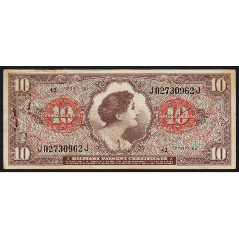 Etats Unis - Militaire - Pick M63 - 10 dollars - Séries 641 - 31/08/1965 - Etat : TTB