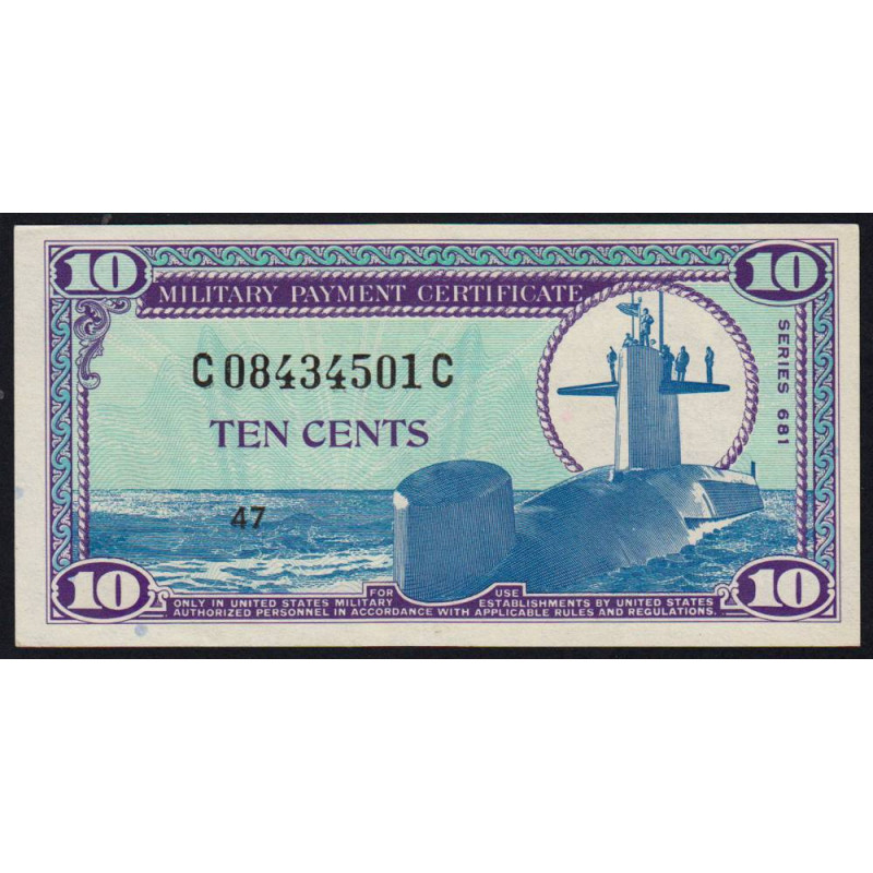 Etats Unis - Militaire - Pick M76 - 10 cents - Séries 681 - 11/08/1969 - Etat : NEUF