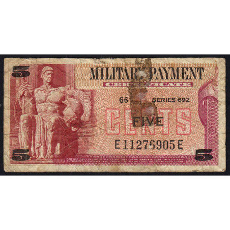 Etats Unis - Militaire - Pick M91 - 5 cents - Séries 692 - 07/10/1970 - Etat : B