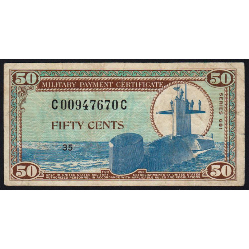 Etats Unis - Militaire - Pick M78 - 50 cents - Séries 681 - 11/08/1969 - Etat : TB