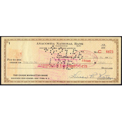 Etats Unis d'Amérique - Chèque - Anacosta National Bank - 1956 - Etat : TTB