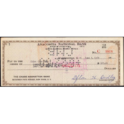 Etats Unis d'Amérique - Chèque - Anacosta National Bank - 1960 - Etat : TTB