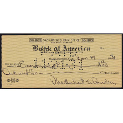 Etats Unis d'Amérique - Chèque - Bank of America - 1931 - Etat : SUP